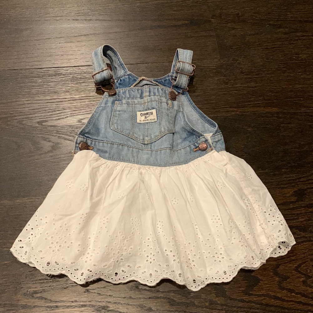 OshKosh B’Gosh Toddler Girl Denim Eyelet Jumper Dress - 24 Months (2T)